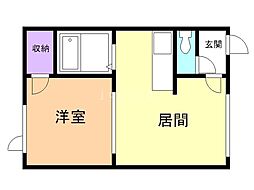 アーバンクリスター 1DKの間取図画像