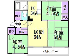 若草401マンション 3DKの間取図画像