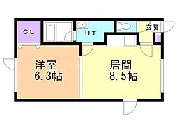 レラ・ウェスト 1LDKの間取図画像