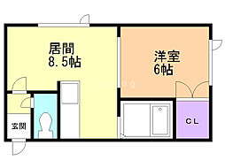 アーバンエステート貝塚 1DKの間取図画像
