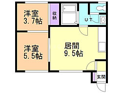 エクセル87 2DKの間取図画像