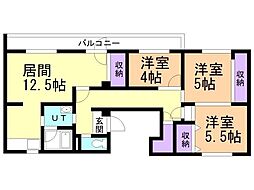 ビレッジハウス大楽毛1号棟 3LDKの間取図画像