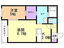 サンマリーナ 1LDKの間取図画像