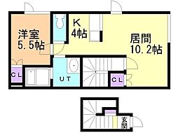 アウル駒場 1LDKの間取図画像