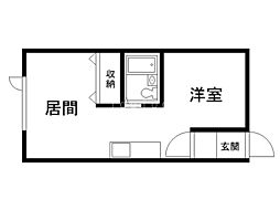 キャンパスオノC 1DKの間取図画像