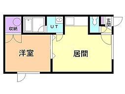 パルテールフジ 1LDKの間取図画像