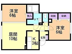 コーポブレーメンA館 2LDKの間取図画像