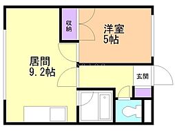 ハイツポパイ 1LDKの間取図画像