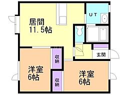 イシダハイツC 2LDKの間取図画像