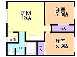エーコー桜ケ岡 2LDKの間取図画像
