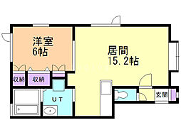 カーサ新開 1LDKの間取図画像