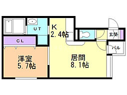 バリアント 1LDKの間取図画像