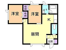 弥生ハイツKUDOUH-2 2LDKの間取図画像