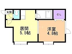 弥生メゾン・ド千田A 1DKの間取図画像