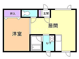 弥生ハイツKUDOUH-2 1DKの間取図画像