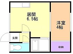 Zサークル 1DKの間取図画像