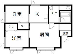 リゾートあべ千代の浦 2LDKの間取図画像