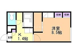レオパレス若松町 1Kの間取図画像