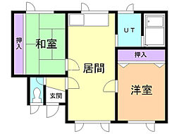 拓穂ハイツ 2LDKの間取図画像