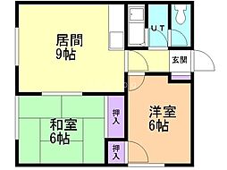 コーポTH-1 2DKの間取図画像
