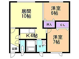 ベルハウス 2LDKの間取図画像