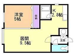 メゾン・ドヴェルディ 1LDKの間取図画像