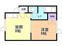 シティ・ハイムタイガー 1DKの間取図画像