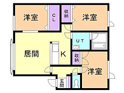 あすかハイツ2 3LDKの間取図画像