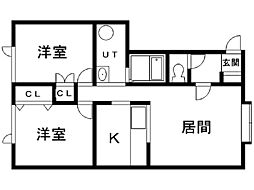 ハイツすいえんくん1号館 2LDKの間取図画像