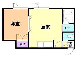 カナディアンクロスβ 1LDKの間取図画像