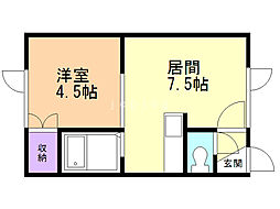 アーバンレヴュー 1DKの間取図画像