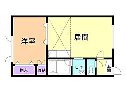 アーバンエステート芦野 1LDKの間取図画像