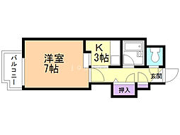 ロマーヌ釧路第三 1Kの間取図画像