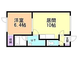 サニーヒル住吉 1LDKの間取図画像