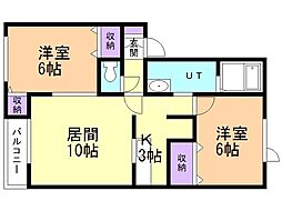 エスタミ菊地 2LDKの間取図画像