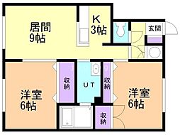 レジデンス寿 2LDKの間取図画像
