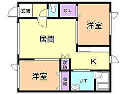 ブリリアント3 2LDKの間取図画像
