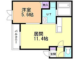 シェリー・フルールB 1LDKの間取図画像