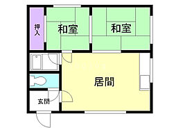 春採2丁目ハイツB 2LDKの間取図画像
