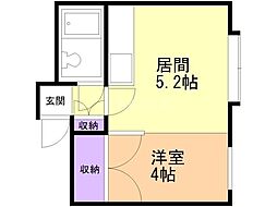 コーポ貝塚 1DKの間取図画像