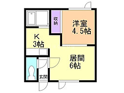鈴木マンション2 1DKの間取図画像