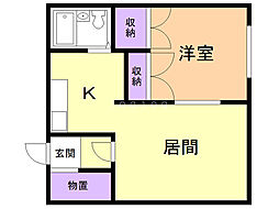 あかね荘 1LDKの間取図画像