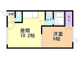 ラ・フィーヌ愛国 1LDKの間取図画像