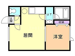 コーポリベラル 1LDKの間取図画像