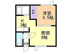 鈴木マンション2 1DKの間取図画像