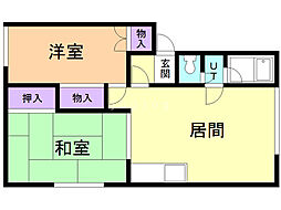 シティハイム38 2LDKの間取図画像