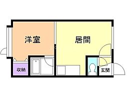 プラザ文苑 1DKの間取図画像
