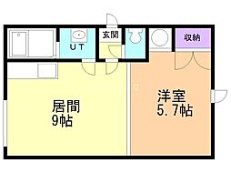 フェリス 1DKの間取図画像