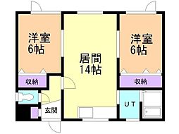 須藤ハイツ 2LDKの間取図画像