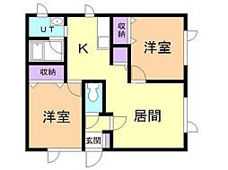弥生ハイツKUDOUH-2 2LDKの間取図画像